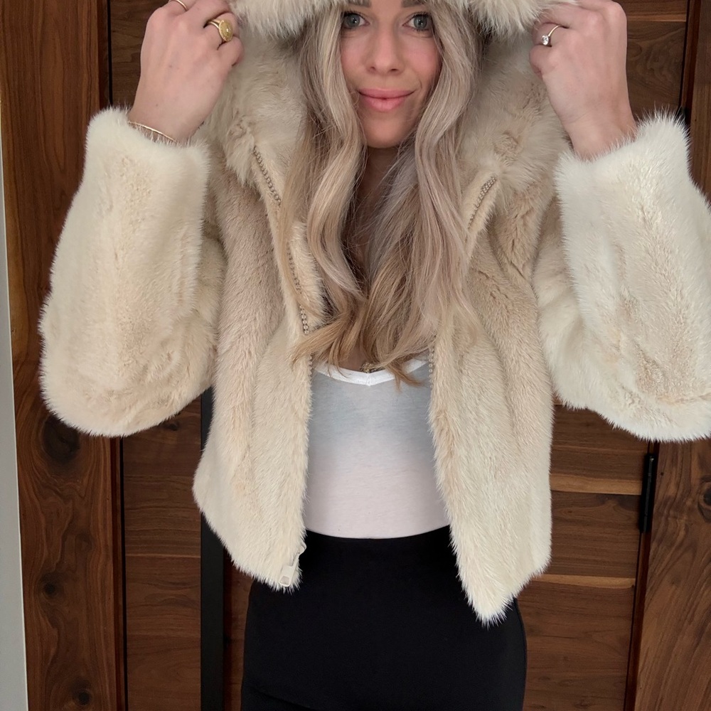 Women's Cream Mink/Fox Fur Jacket